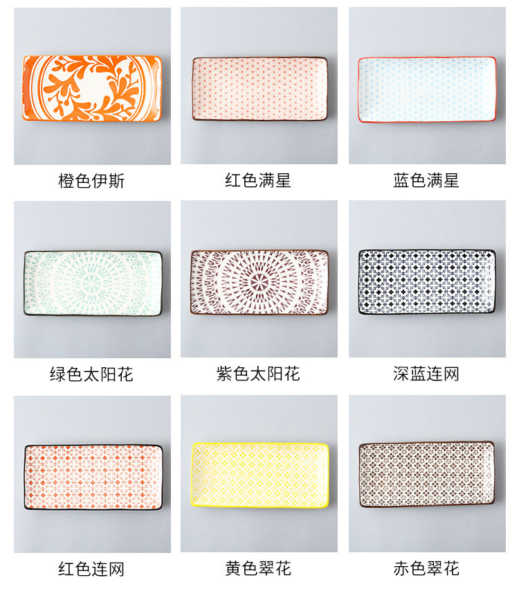 Japanese sushi plates, underglaze colored rectangular vegetable plates, cold dish plates, sushi restaurant 日式寿司盘釉下彩长方菜盘子凉菜碟寿司料理店 - 日式餐具 - Zhongshan Star Trade