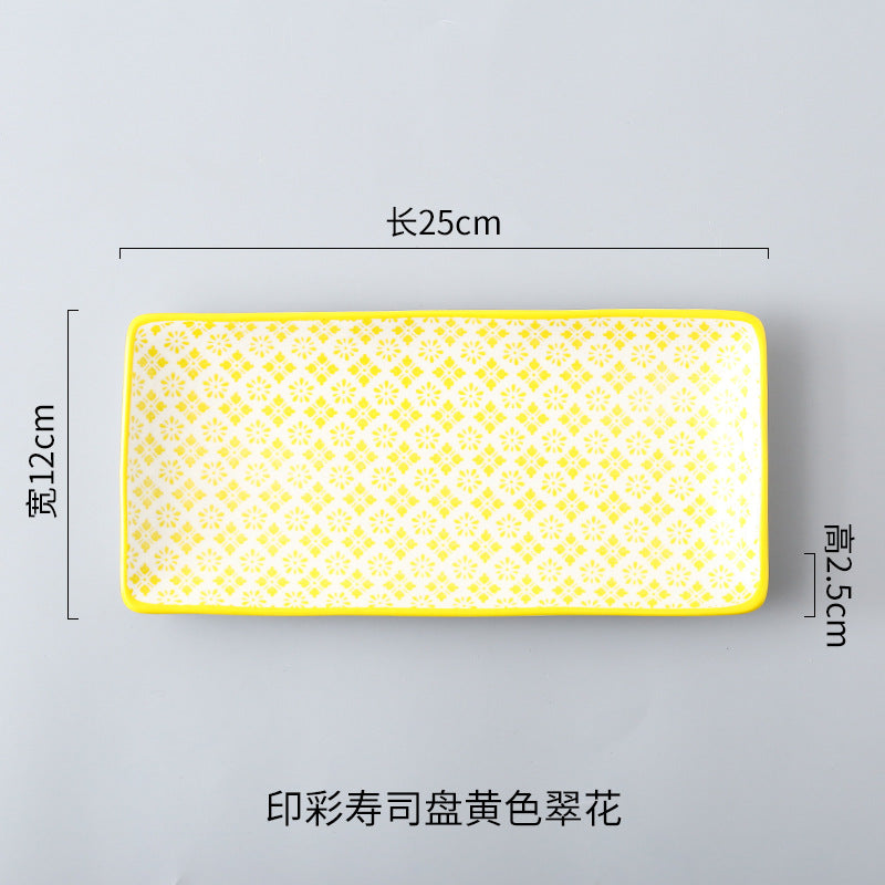 Japanese sushi plates, underglaze colored rectangular vegetable plates, cold dish plates, sushi restaurant 日式寿司盘釉下彩长方菜盘子凉菜碟寿司料理店 - 日式餐具 - Zhongshan Star Trade - 黄翠花寿司盘