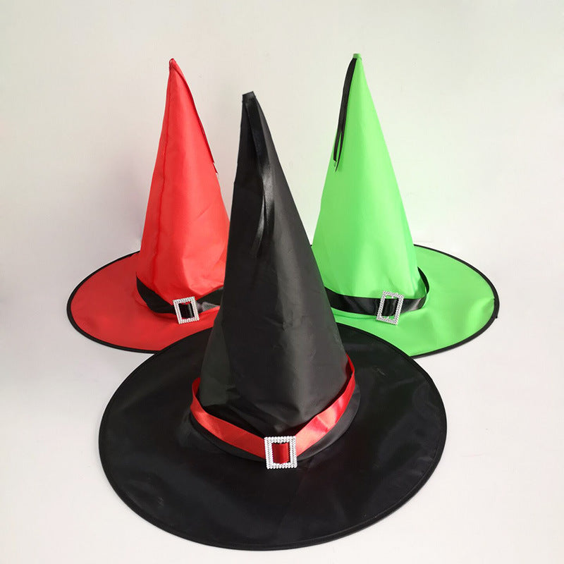 Halloween hat, black Oxford cloth wizard hat, makeup costume props, Harry Potter magic witch hat 万圣节帽子黑色牛津布巫师帽化妆服饰道具哈利波特魔法女巫巫婆帽 - 万圣节装饰品 - Zhongshan Star Trade