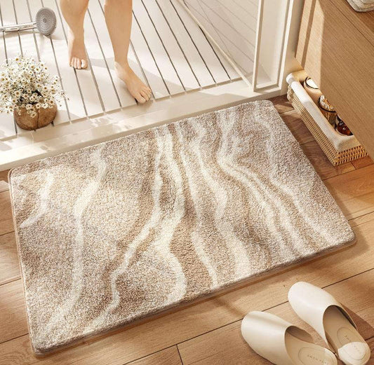 Strong water-absorbing flocked floor MATS for home bathrooms, anti-slip MATS for bathroom doors, and quick-drying foot MATS -