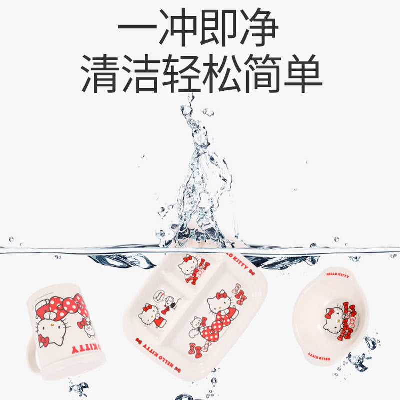 Genuine Sanrio Hello Kitty children's melamine tableware, high appearance level plates, cartoon bowls, plates, cups and tableware 正版三丽鸥凯蒂猫儿童密胺餐具高颜值餐盘卡通碗盘子杯子餐具 - 日式餐具 - Zhongshan Star Trade