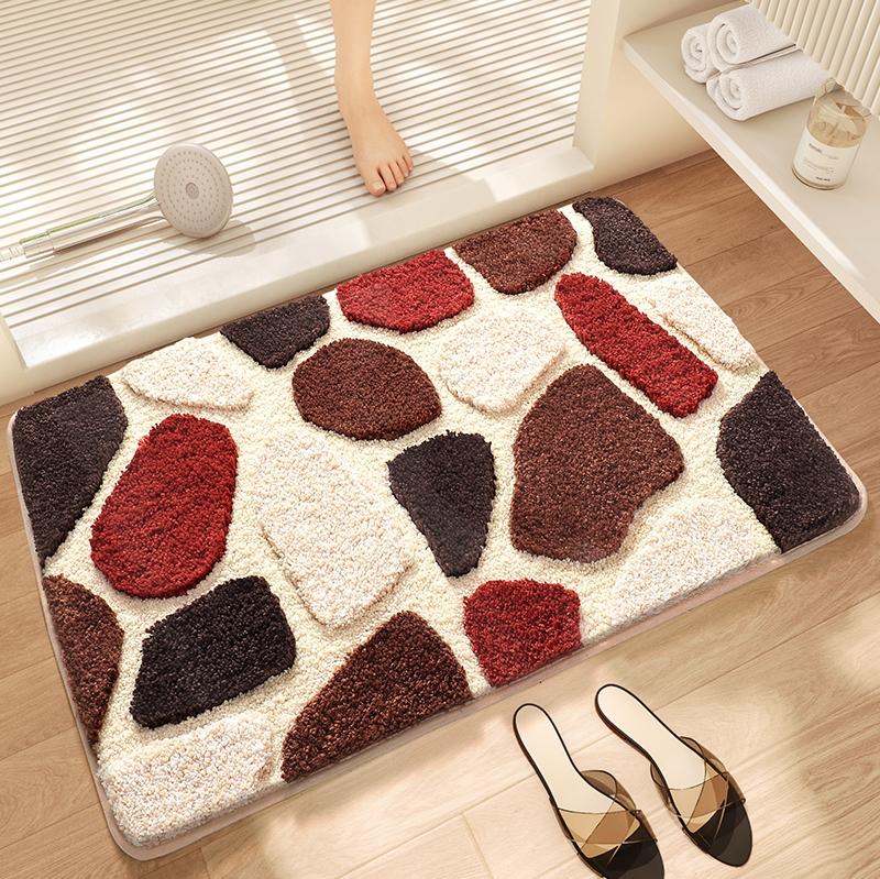 Strong water-absorbing flocked floor MATS for home bathrooms, anti-slip MATS for bathroom doors, and quick-drying foot MATS