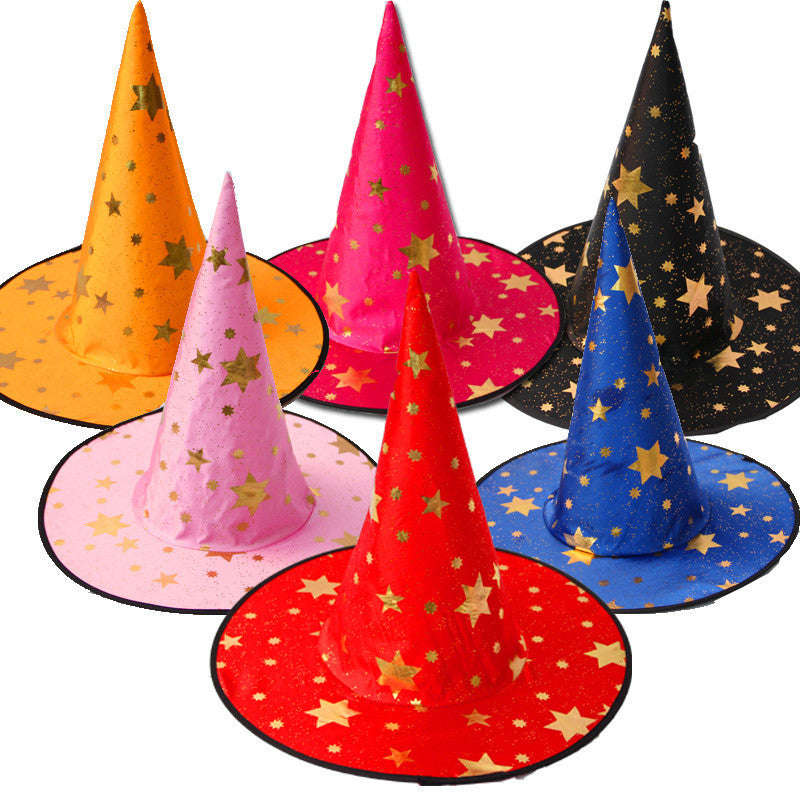 Halloween hat, black Oxford cloth wizard hat, makeup costume props, Harry Potter magic witch hat 万圣节帽子黑色牛津布巫师帽化妆服饰道具哈利波特魔法女巫巫婆帽 - 万圣节装饰品 - Zhongshan Star Trade