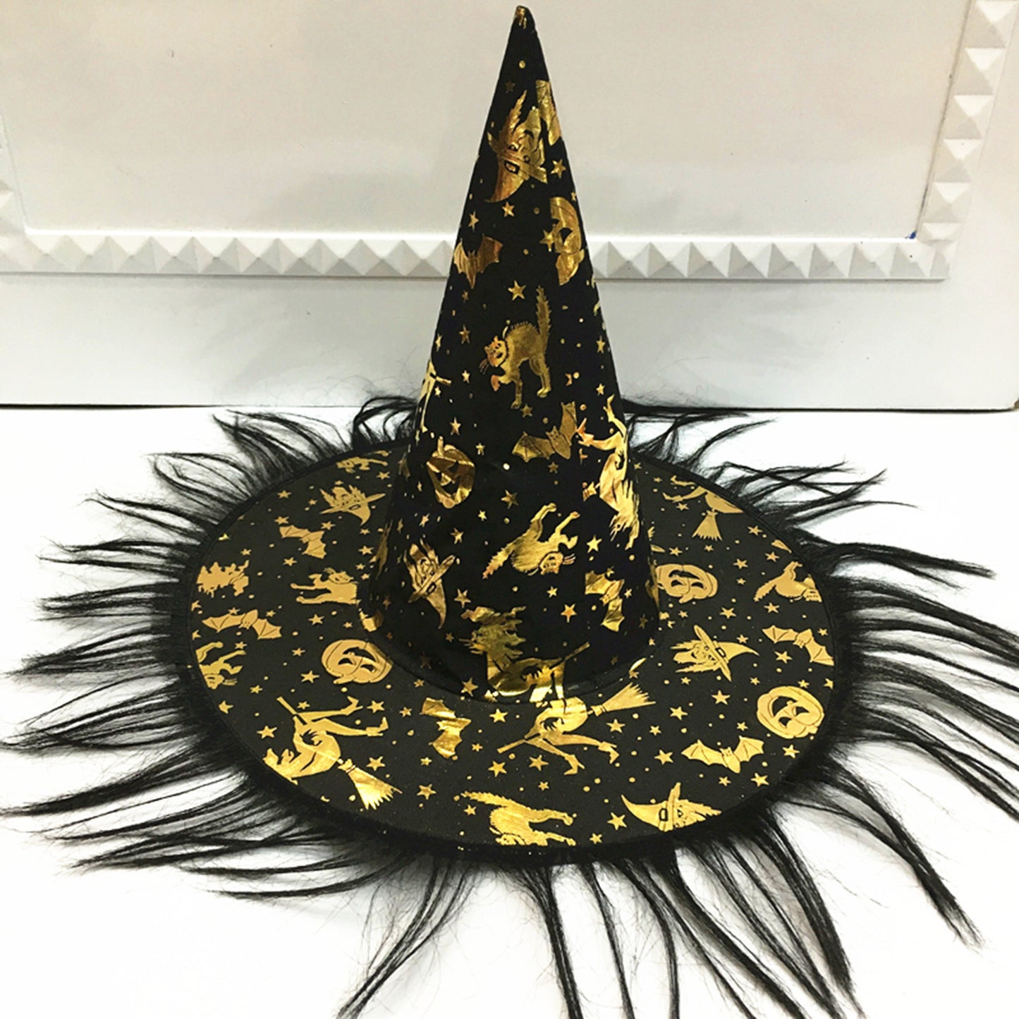 Halloween hat, black Oxford cloth wizard hat, makeup costume props, Harry Potter magic witch hat 万圣节帽子黑色牛津布巫师帽化妆服饰道具哈利波特魔法女巫巫婆帽 - 万圣节装饰品 - Zhongshan Star Trade