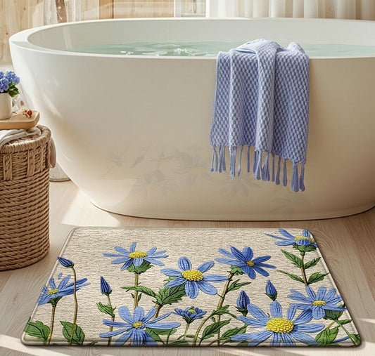 Floor mat - Flannel bathroom non-slip mat - Home bathroom thick sponge water-absorbing quick-drying foot mat