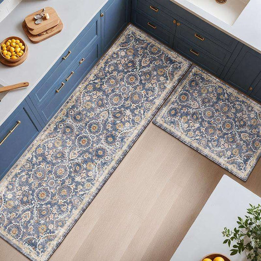 The ultra-fine cashmere retro patterned kitchen floor mat series, with a multi-color style, reshapes the texture of the cooki