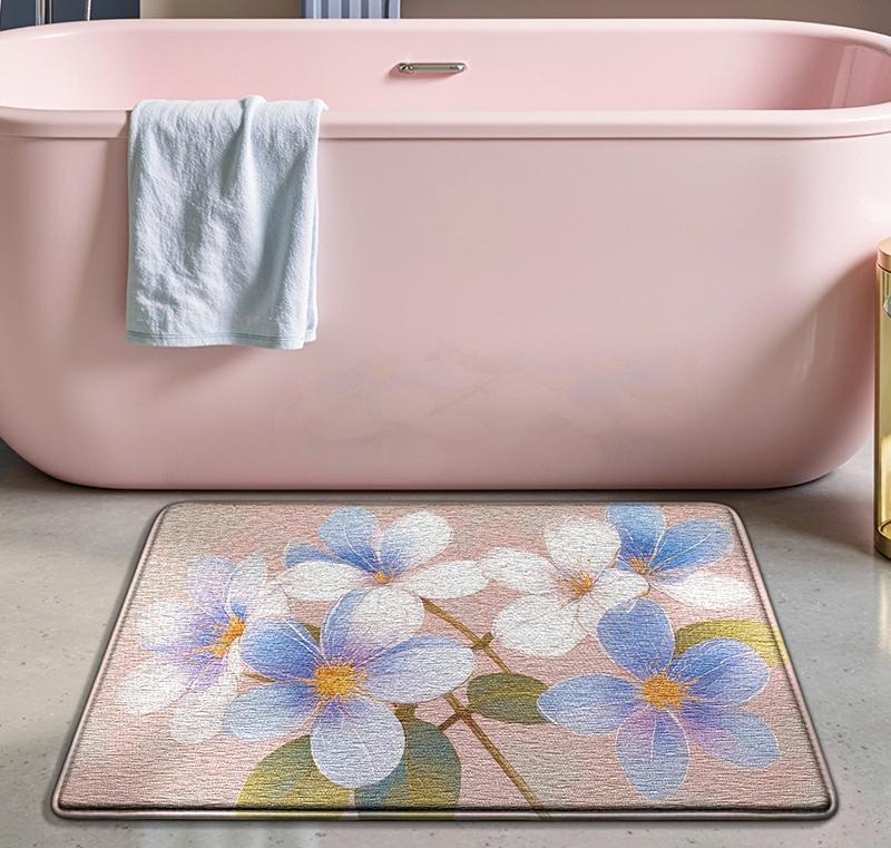 Floor mat - Flannel bathroom non-slip mat - Home bathroom thick sponge water-absorbing quick-drying foot mat