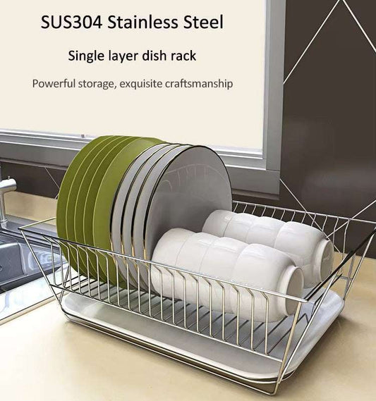 Kitchen tableware rack, desktop stainless steel bowl and plate, drain pipe rack, fruit and vegetable storage basket, bowl and