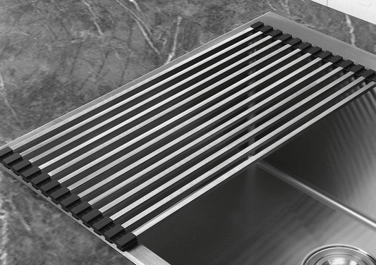 304 stainless steel kitchen sink drain rack square tube dish rack folding fruit vegetable dish filter rack - Image 2
