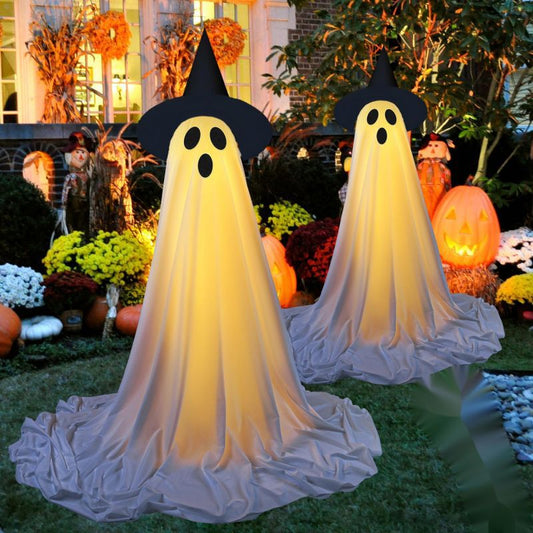 Front porch glowing ghost halloween Standing ghost porch yard ghost Halloween decorations 前门廊发光幽灵万圣节站立鬼门廊庭院幽灵halloween decorations - 万圣节装饰品 - Zhongshan Star Trade - 戴帽电池盒 - 两个装三脚架伸缩杆(0.4 - 1.55米)盒装