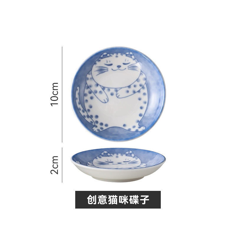 Japanese small plate ceramic cute cat design appetizer dessert sushi sauce dish, 10cm*2cm 日本小碟子陶瓷可爱猫咪设计开胃菜甜点寿司酱菜肴,10cm*2cm - 日式餐具 - Zhongshan Star Trade - A款