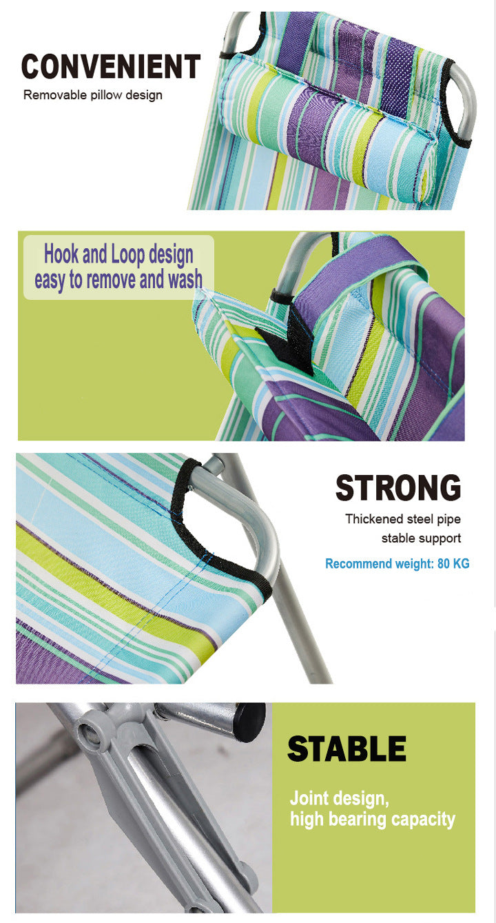 Folding beach chairs, foldable camping chairs, with headrests and armrests折叠沙滩椅,可折叠露营椅,带头枕、和扶手 - 户外折叠椅 - Zhongshan Star Trade