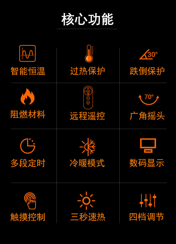 Space Heater, 1500W Portable Electric Heaters for Indoor Use, PTC Ceramic Heater for Office with Remote, Thermostat, 70°Oscillation, 12H Timer, Safe Quiet Room Heater for Bedroom 空间加热器,室内使用的 1500W 便携式电加热器,带遥控器的办公室 PTC 陶瓷加热器,恒温器,70°振荡,12H 定时器,卧室安全安静的房间加热器 - 电暖器 - Zhongshan Star Trade