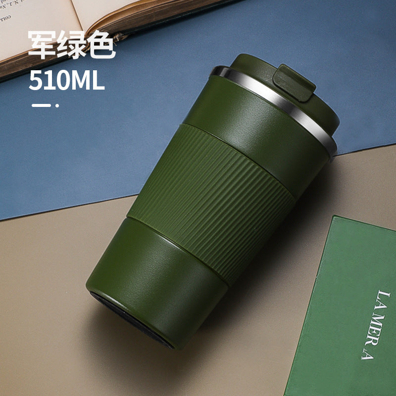 Vacuum insulated stainless steel travel cups, reusable coffee cups or water bottles with leak - proof LIDS, BPA - free, can keep beverages hot for 6 hours or cold for 12 hours 真空隔热不锈钢旅行杯,带防漏盖可重复使用的咖啡杯或水瓶不含 BPA 可使饮料保持热 6 小时或冷 12 小时 - 保温杯 - Zhongshan Star Trade - 军绿色(三代咖啡杯) - 510ml