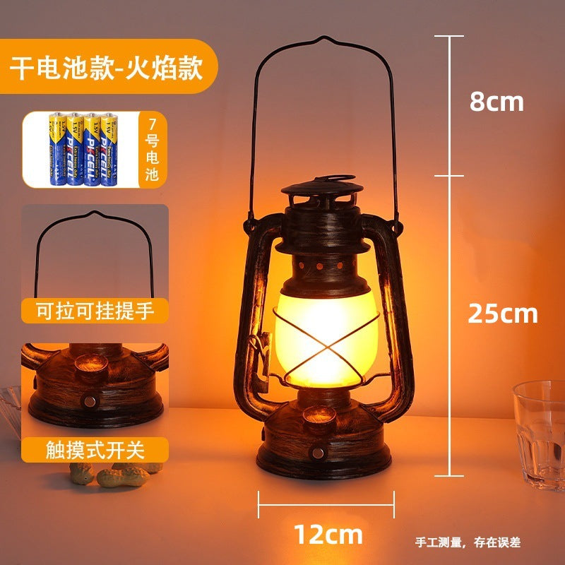 LED lamp decoration desk lamp creative retro horse lamp night lamp restaurant camping lamp ambient lamp bar lamp led灯装饰台灯创意复古马灯小夜灯餐厅露营灯氛围灯酒吧台灯 - 太阳能LED露营灯 - Zhongshan Star Trade - 【干电池】塑料A款古铜+仿真火焰光