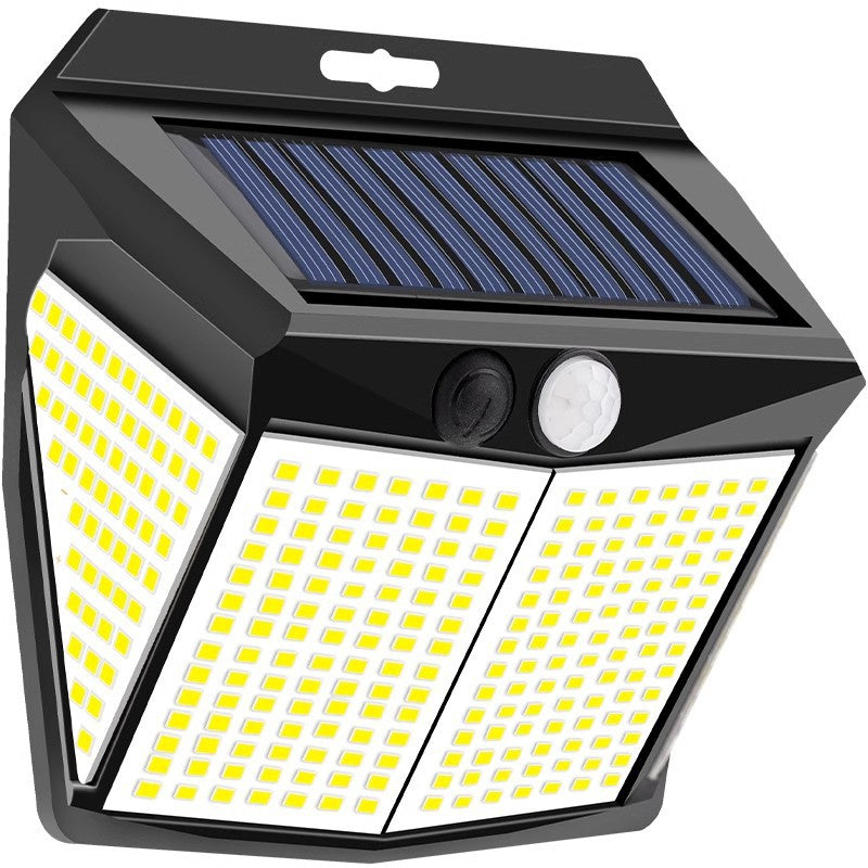 Outdoor solar lamp with 110 LED, 3 lighting modes, motion sensor wall lamp, IP65 waterproof solar power supply, suitable for gardens, courtyards and yards