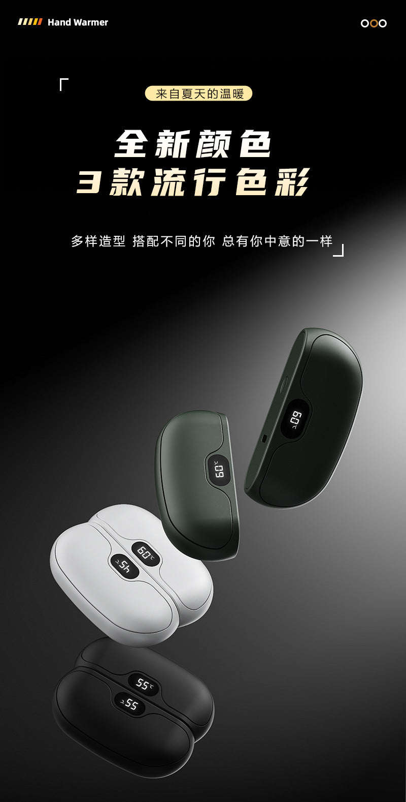 Magnetic hand warmer, USB charging, detachable hand warmer, digital temperature display portable heater Zhongshan Star Trade