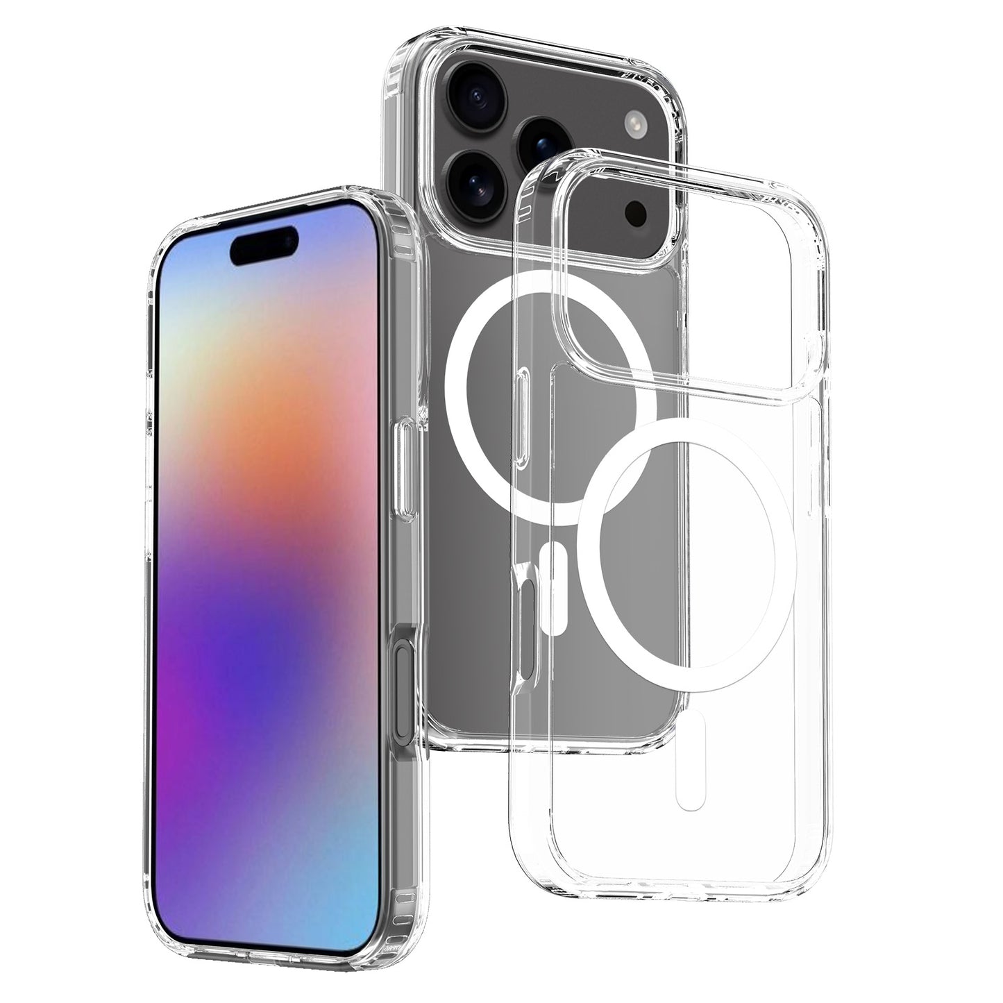 This magnetic transparent iphone16plus drop protection case is suitable for the iPhone 17promax phone case