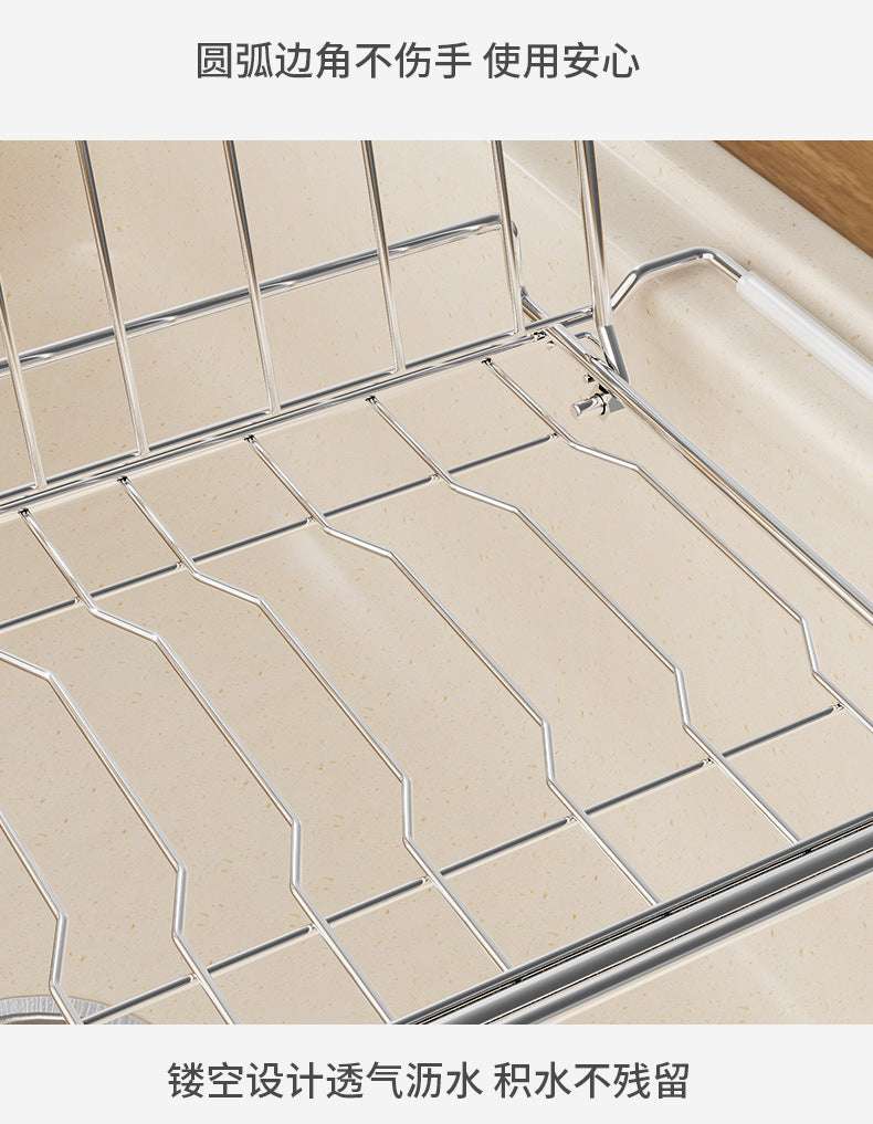 Stainless steel kitchen folding telescopic sink rack, dish draining rack, household dish and fruit and vegetable storage rack