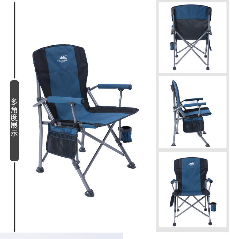 Portable camping chair with upholstered seats and backrests with side pockets and cup holders, including handbags, perfect for camping, trailing, fire pits, terraces and more便携式露营椅,带侧袋和杯架的软垫座椅和靠背,包括手提包,非常适合露营、尾随、火坑、露台等 - 户外折叠椅 - Zhongshan Star Trade
