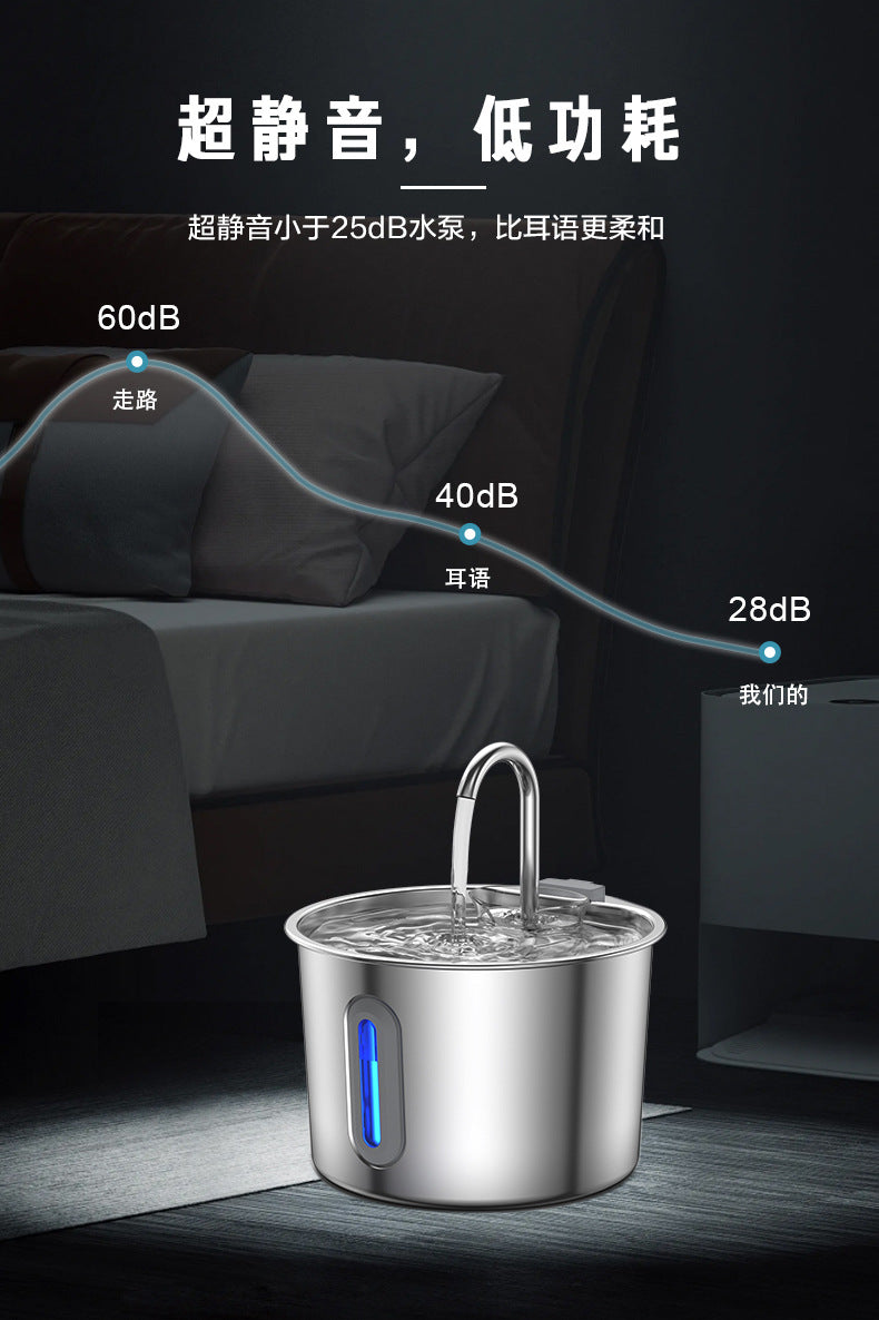 2.2 - liter automatic pet fountain dog water dispenser with replaceable filter, suitable for cats, dogs, and multiple pets (silver) 2.2 升自动宠物喷泉狗饮水机,带替换过滤器,适用于猫、狗、多只宠物(银色) - 宠物友好型户外用品 - Zhongshan Star Trade