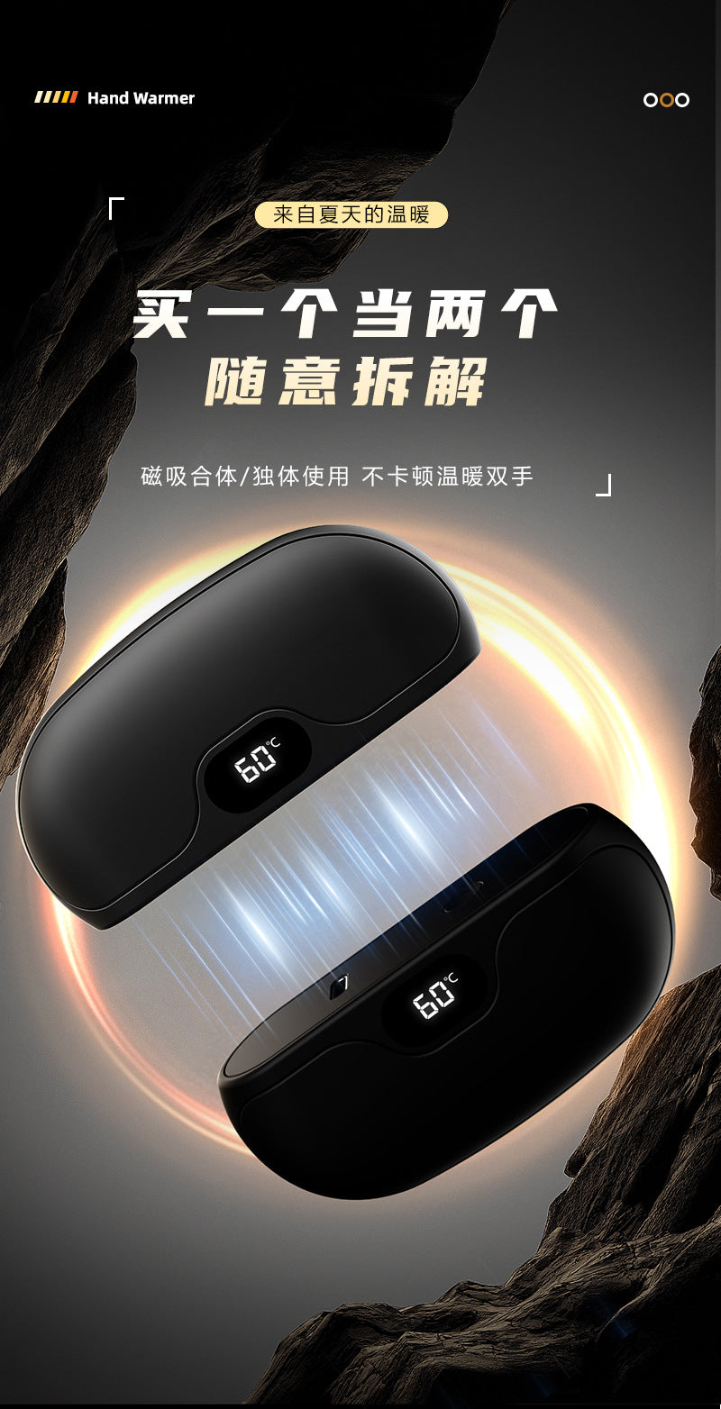 Magnetic hand warmer, USB charging, detachable hand warmer, digital temperature display portable heater