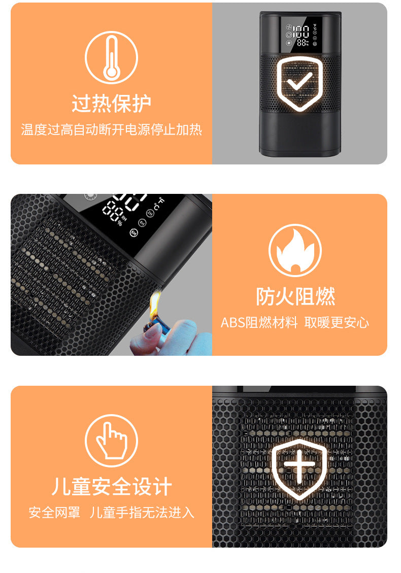 Space heater, 1300W portable electric heater for indoor use, office PTC ceramic heater with remote control, thermostat, 60° Shake head, 12H timer, 5 modes, safe and quiet room heater for bedrooms - 电暖器 - Zhongshan Star Trade
