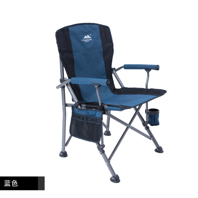 Portable camping chair with upholstered seats and backrests with side pockets and cup holders, including handbags, perfect for camping, trailing, fire pits, terraces and more便携式露营椅,带侧袋和杯架的软垫座椅和靠背,包括手提包,非常适合露营、尾随、火坑、露台等 - 户外折叠椅 - Zhongshan Star Trade