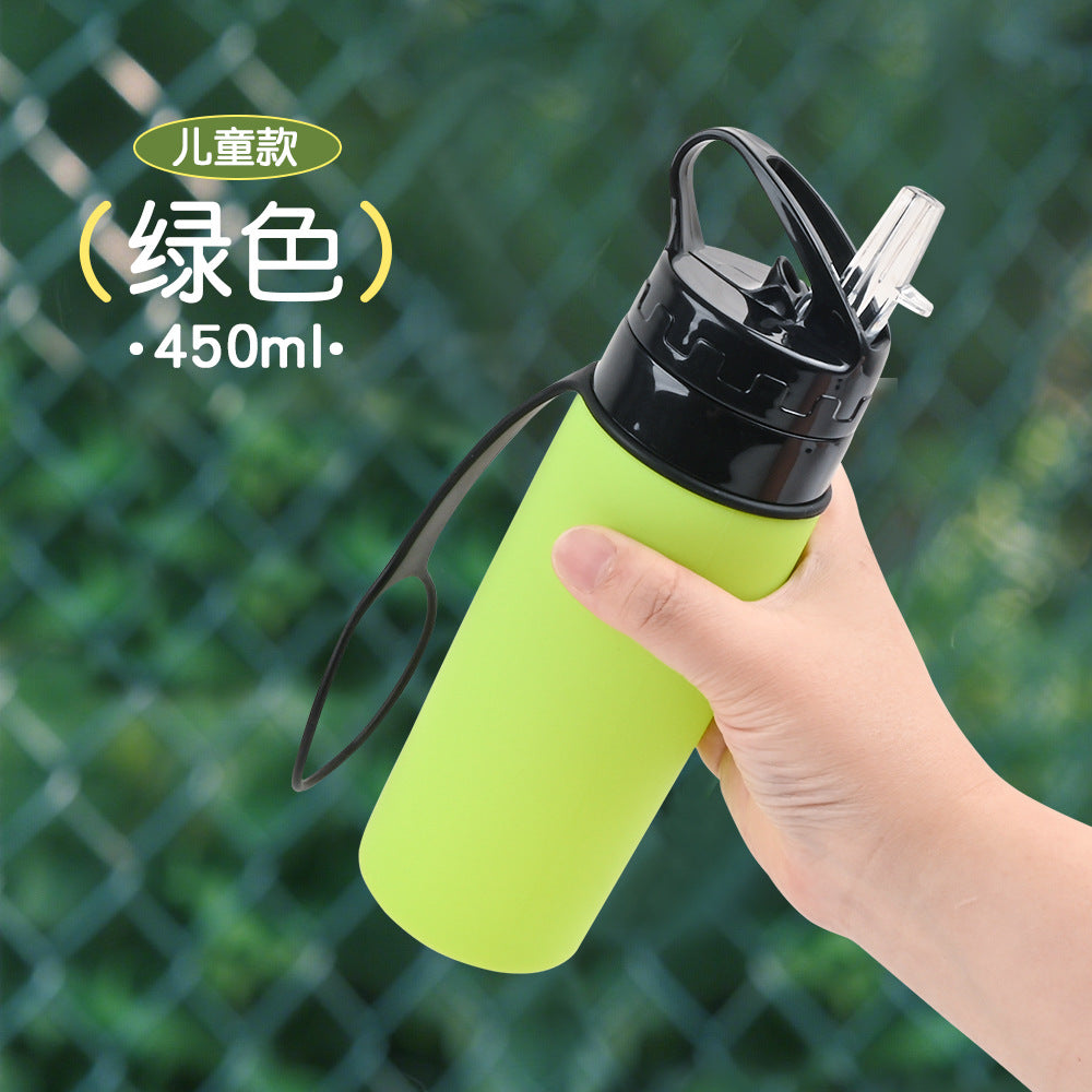 Silicone outdoor water bottle, high appearance level, pp high - temperature resistant, shockproof, portable, folding water cup for children, students and adults 硅胶户外水壶高颜值pp耐高温防摔便携儿童学生成人折叠水杯 - 保温杯 - Zhongshan Star Trade