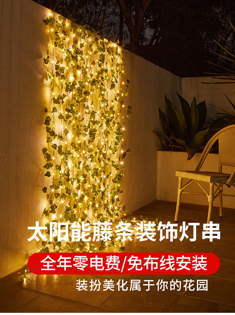 Solar rattan light string battery box, maple leaf rattan decorative light string, outdoor courtyard decorative light 太阳能藤条灯串 电池盒枫叶藤条装饰灯串户外庭院装饰灯 - 万圣节装饰品 - Zhongshan Star Trade