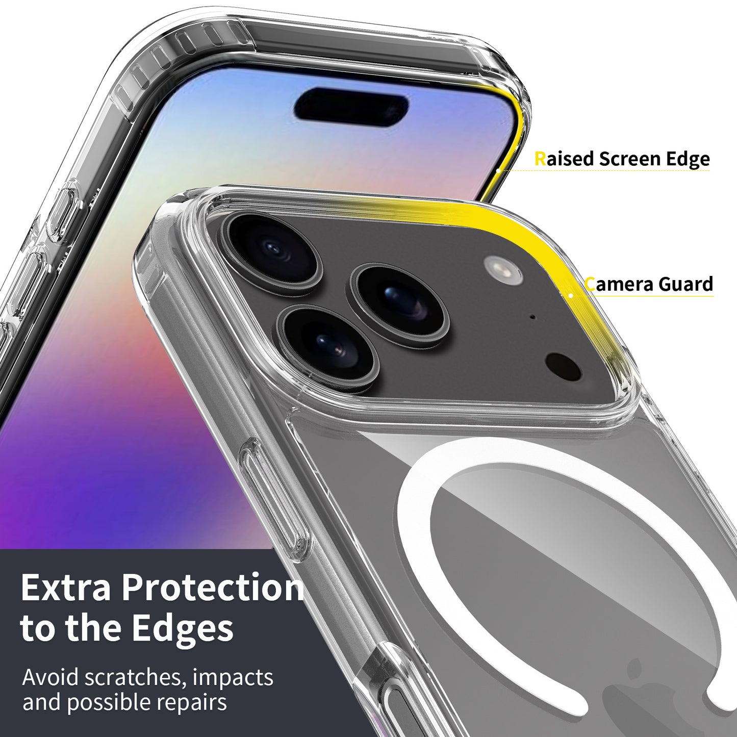 This magnetic transparent iphone16plus drop protection case is suitable for the iPhone 17promax phone case