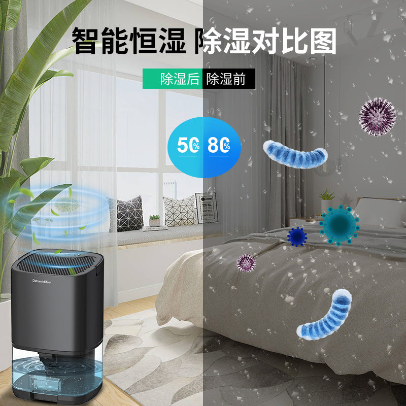 Household dehumidifier 1000ML water tank with automatic shut-off function, suitable for 5 to 26 square meters portable small dehumidifier, suitable for bathroom, bedroom, RV, closet room, 7-color LED light