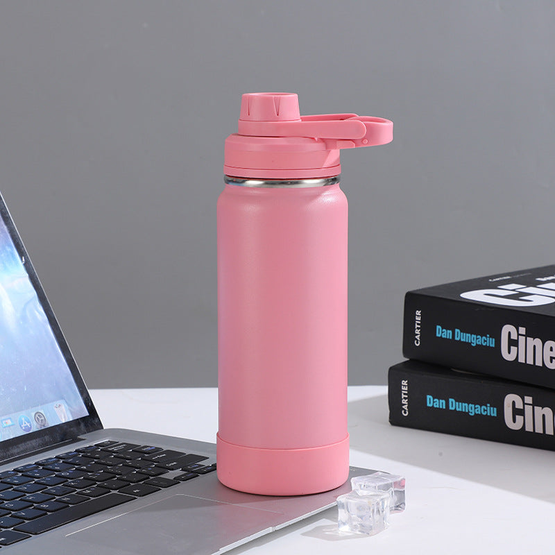 Space kettle, 304 stainless steel anti - slip bottom pad, insulated cup, large capacity outdoor sports water bottle 太空壶304不锈钢防滑底垫保温杯大容量户外运动水壶 - 保温杯 - Zhongshan Star Trade - 粉色 - 1000ml