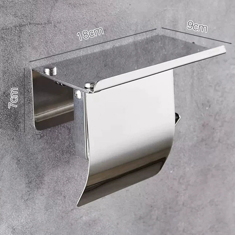 Toilet paper rack 304 stainless steel toilet paper box storage rack Wall-mounted sanitary tissue paper rack paper box
