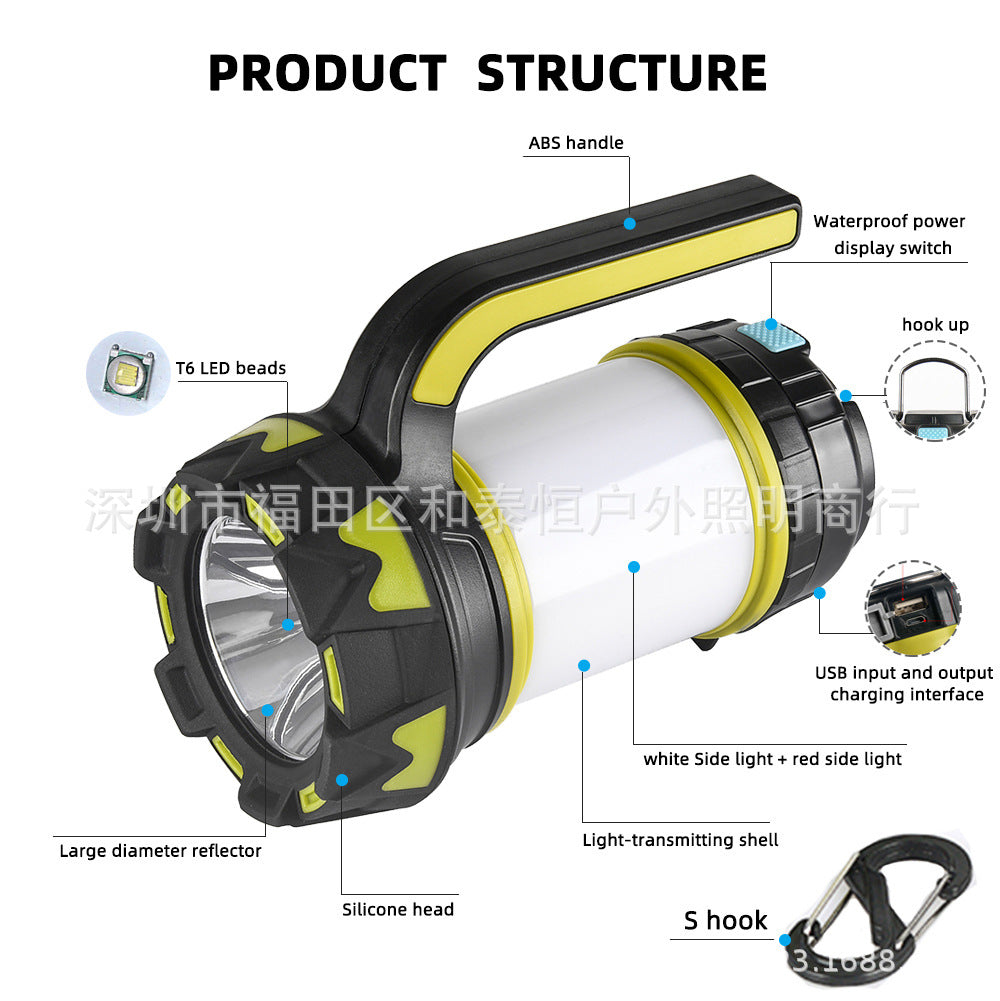 The LED camping lantern flashlight is rechargeable, portable flashlight with 6 light modes, 3000mAh power bank, IPX6 waterproof, USB, hurricane camping light, emergency LED 露营灯笼手电筒可充电,便携式手电筒,带 6 种灯光模式,3000mAh 移动电源,IPX6 防水,USB ,飓风露营灯,应急 - 太阳能LED露营灯 - Zhongshan Star Trade