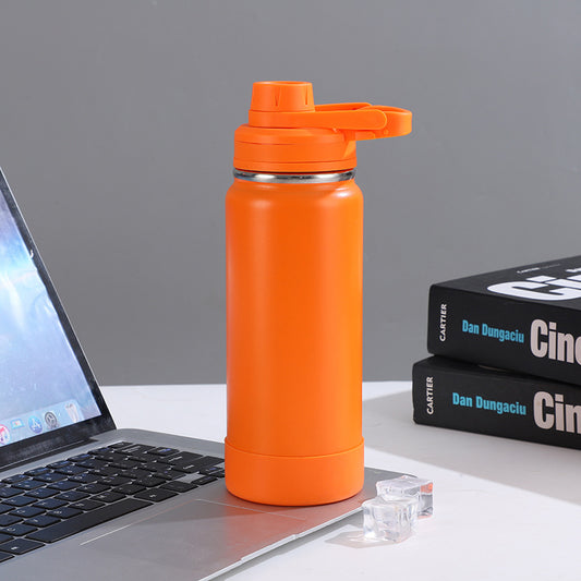 Space kettle, 304 stainless steel anti - slip bottom pad, insulated cup, large capacity outdoor sports water bottle 太空壶304不锈钢防滑底垫保温杯大容量户外运动水壶 - 保温杯 - Zhongshan Star Trade - 橙色 - 1000ml