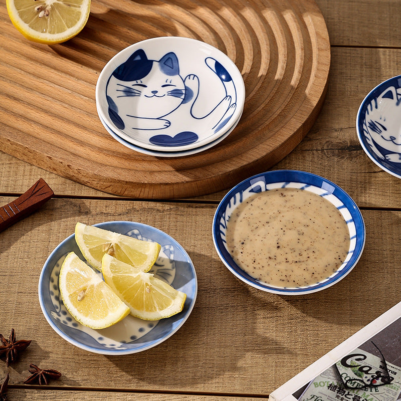 Japanese small plate ceramic cute cat design appetizer dessert sushi sauce dish, 10cm*2cm 日本小碟子陶瓷可爱猫咪设计开胃菜甜点寿司酱菜肴,10cm*2cm - 日式餐具 - Zhongshan Star Trade