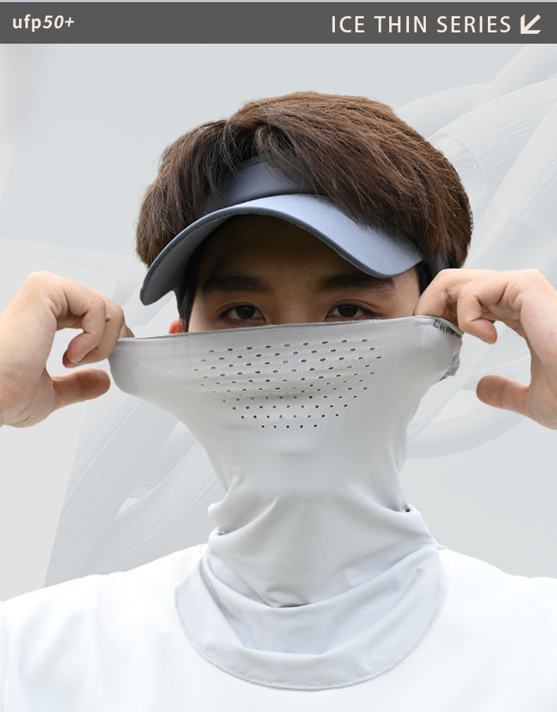 Ice Silk sun protection mask, full face sun protection and UV protection, cycling sports, men's magic headscarf and neckerchief