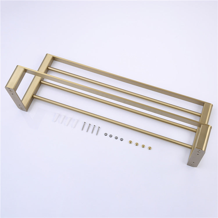 High-end brushed gold stainless steel towel rack and bath towel holder bathroom hardware set bathroom storage rack
