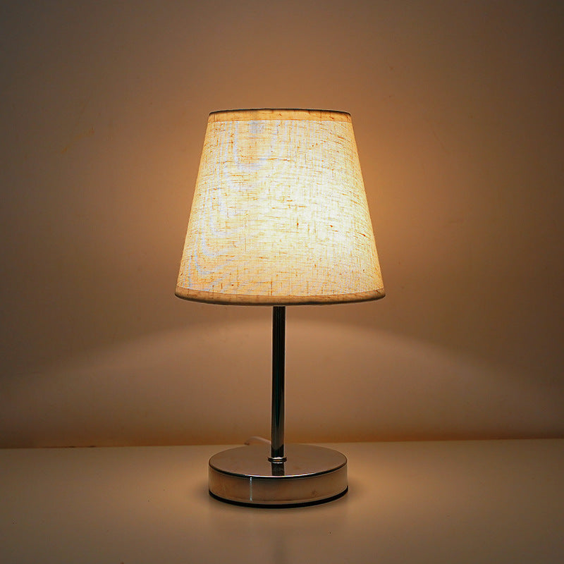 Solid wood fabric usb small table lamp, bedroom bedside lamp, study, residential dormitory led night light, creative ambient light decoration