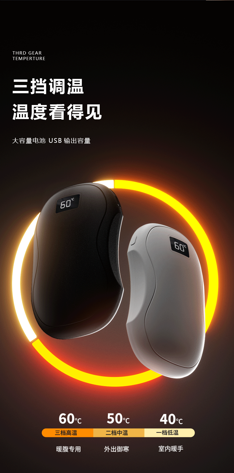 The 2-piece hand warmer is rechargeable, the portable electric hand warmer is reusable, the USB 2-in-1 hand warmer, suitable for outdoor/indoor/warm gifts, suitable for men, women and children