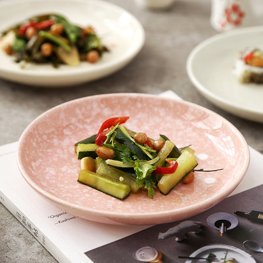 6 - inch Japanese - style round plates, creative plum blossom hand - painted underglaze ceramic tableware, dessert plates, side dish plates, bone plates 6英寸日式圆碟创意梅花手绘釉下彩陶瓷餐具点心碟子小菜碟盘骨碟 - 日式餐具 - Zhongshan Star Trade