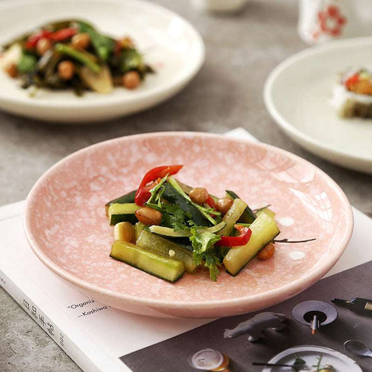 6 - inch Japanese - style round plates, creative plum blossom hand - painted underglaze ceramic tableware, dessert plates, side dish plates, bone plates 6英寸日式圆碟创意梅花手绘釉下彩陶瓷餐具点心碟子小菜碟盘骨碟 - 日式餐具 - Zhongshan Star Trade