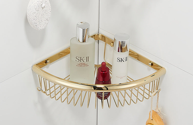 Bathroom triangular storage rack, bathroom net basket corner rack, non-perforated body wash rack, toilet corner storage rack