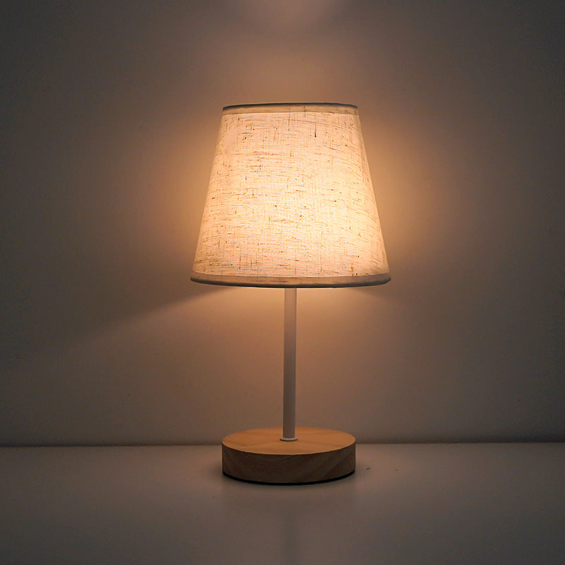 Solid wood fabric usb small table lamp, bedroom bedside lamp, study, residential dormitory led night light, creative ambient light decoration