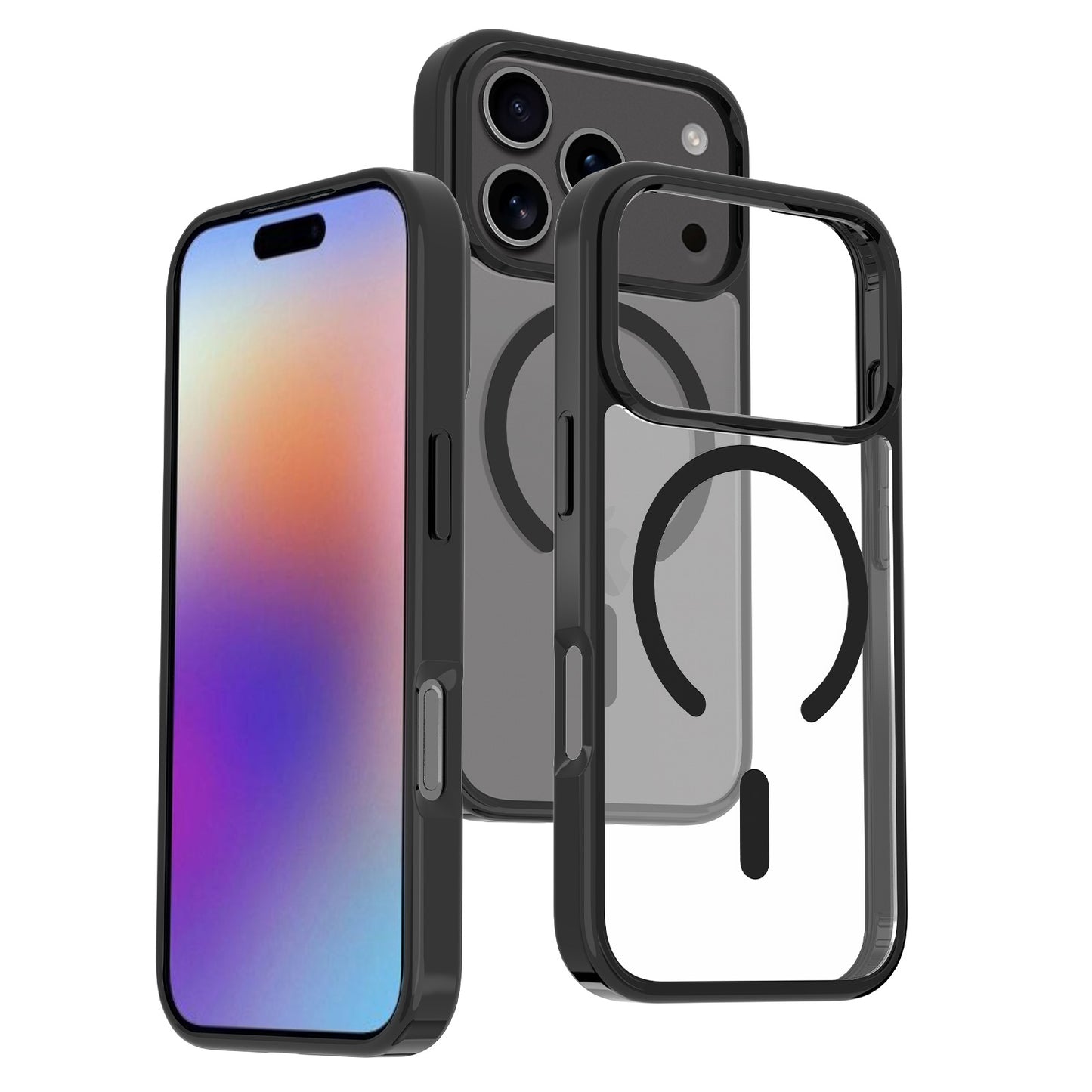 This magnetic transparent iphone16plus drop protection case is suitable for the iPhone 17promax phone case