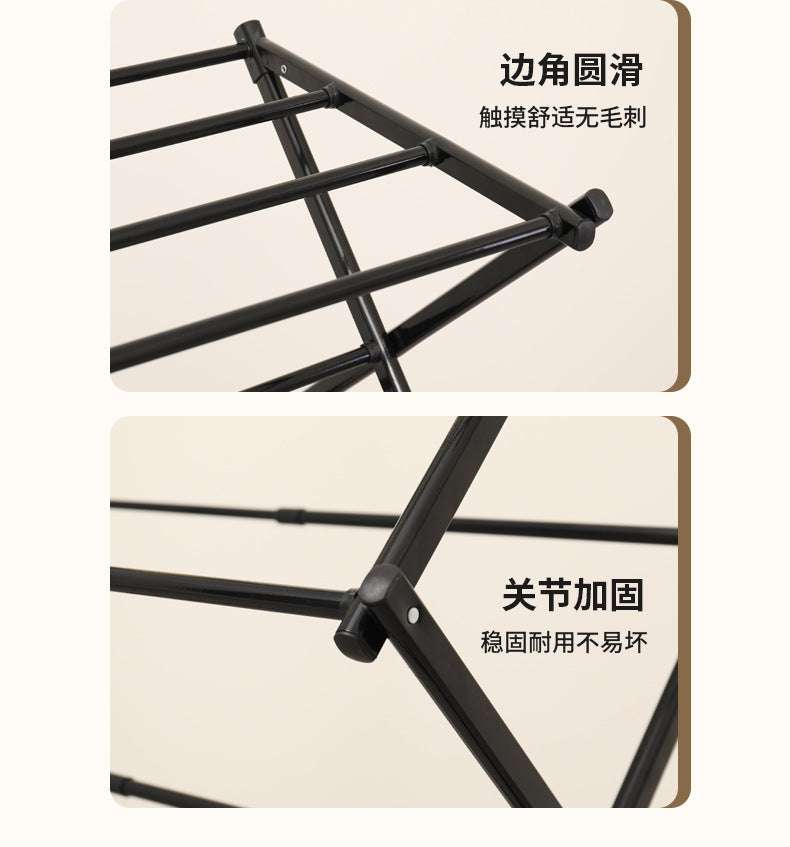The telescopic folding clothes drying rack can be stretched wide, the telescopic towel rack is a simple floor - standing household clothes drying pole 伸缩折叠晾衣架可拉宽伸缩毛巾架落地家用简易落地晾衣杆 - 折叠式多功能晾衣架 - Zhongshan Star Trade
