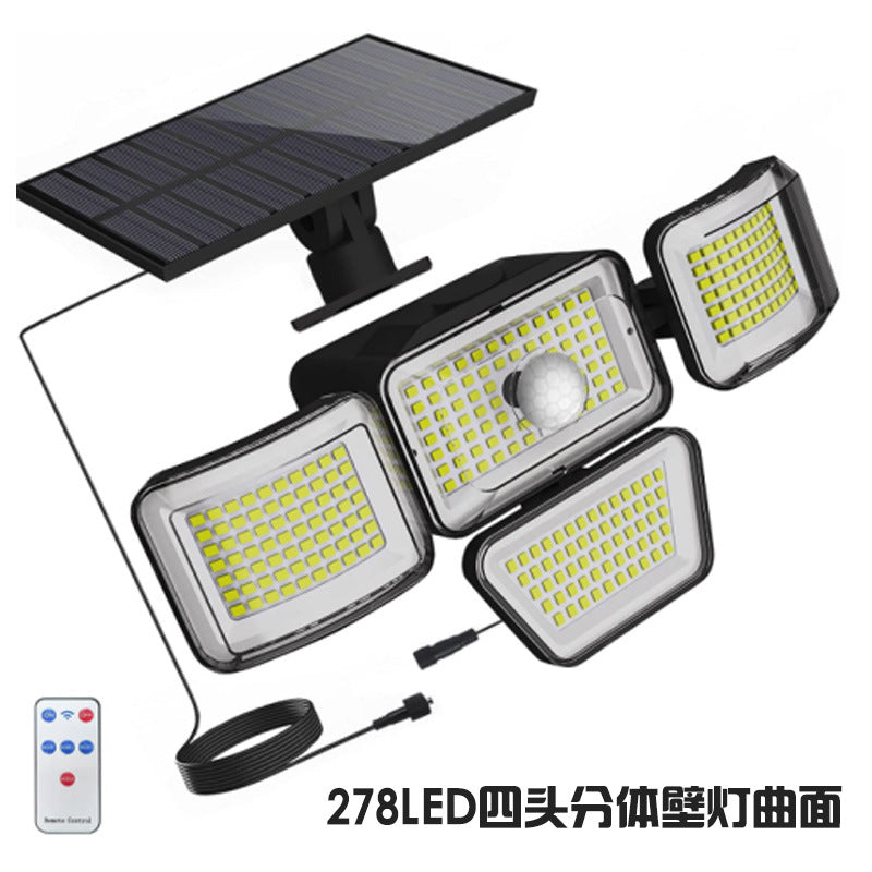 Solar outdoor light 2835LM 106 LED safety light, with remote control, IP65 waterproof, 180° wide-angle floodlight wall lamp, with 4 modes