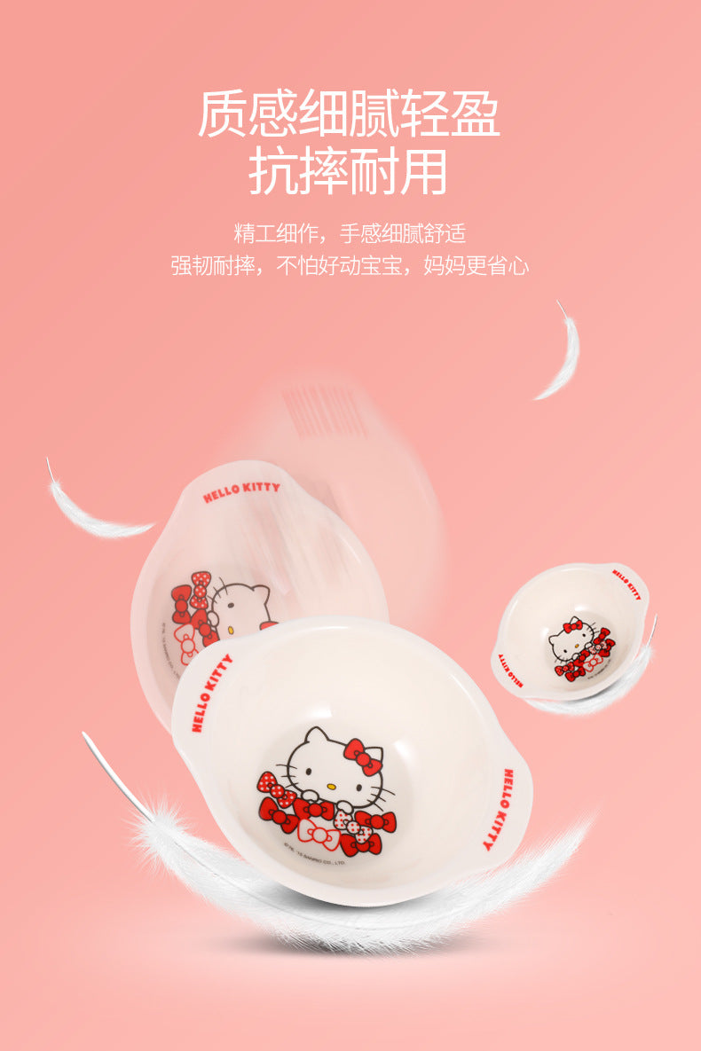 Genuine Sanrio Hello Kitty children's melamine tableware, high appearance level plates, cartoon bowls, plates, cups and tableware 正版三丽鸥凯蒂猫儿童密胺餐具高颜值餐盘卡通碗盘子杯子餐具 - 日式餐具 - Zhongshan Star Trade