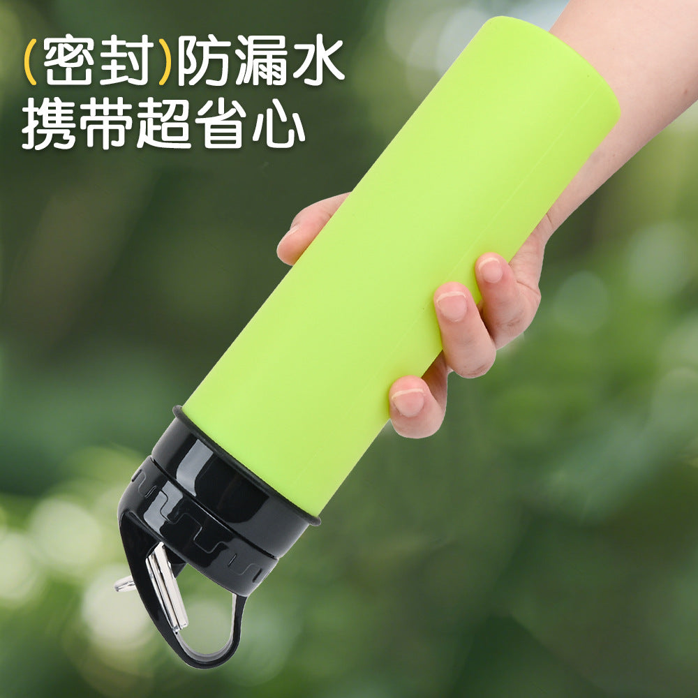 Silicone outdoor water bottle, high appearance level, pp high - temperature resistant, shockproof, portable, folding water cup for children, students and adults 硅胶户外水壶高颜值pp耐高温防摔便携儿童学生成人折叠水杯 - 保温杯 - Zhongshan Star Trade